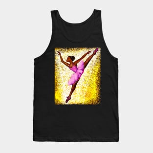 Black ballerina with gold background   ! beautiful  black girl with Afro hair and dark brown skin wearing a pink tutu.Hair love ! Tank Top